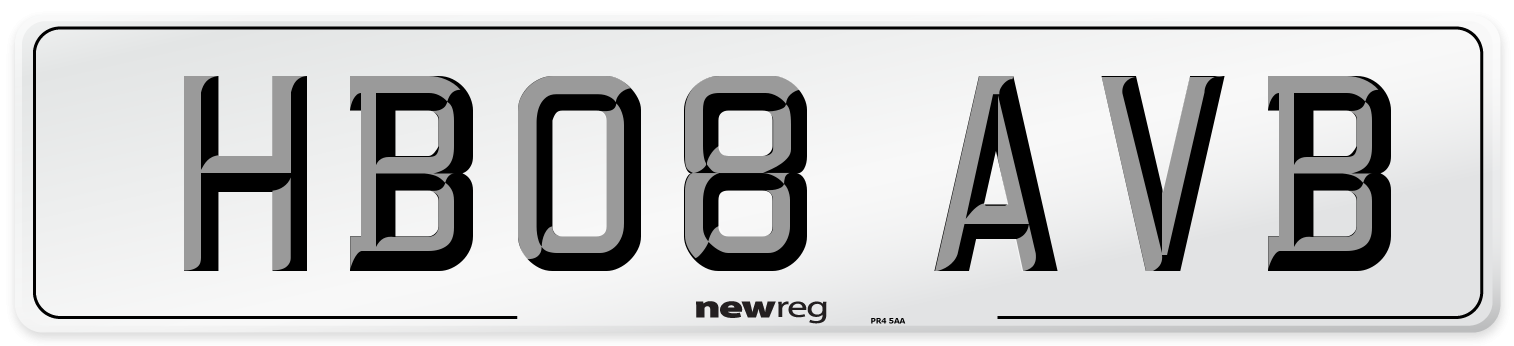 HB08 AVB Number Plate from New Reg